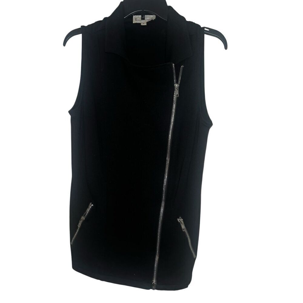 Elliott Lauren vest size 6 black Preppy Minimalist Zipper Collar